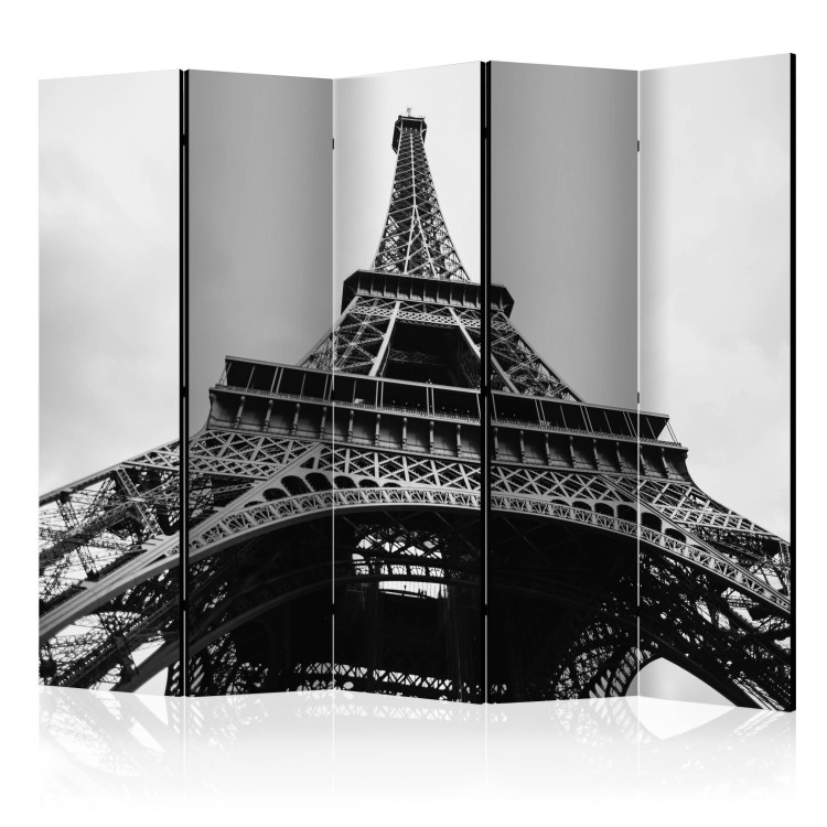 Room Divider Screen Parisian Giant II (3-piece) - black and white French architecture 124124