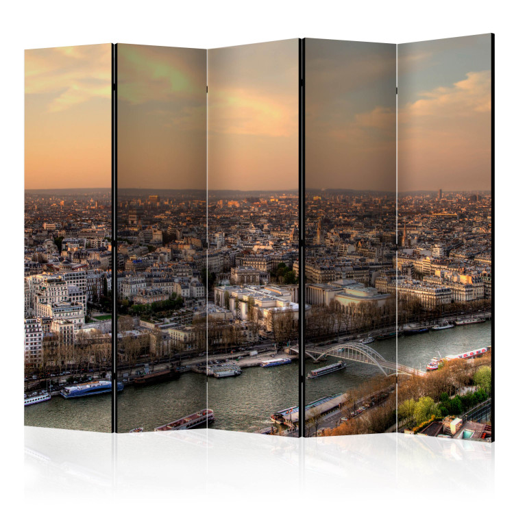 Folding Screen Barges on the Seine II (5-piece) - Paris against morning sky 124224