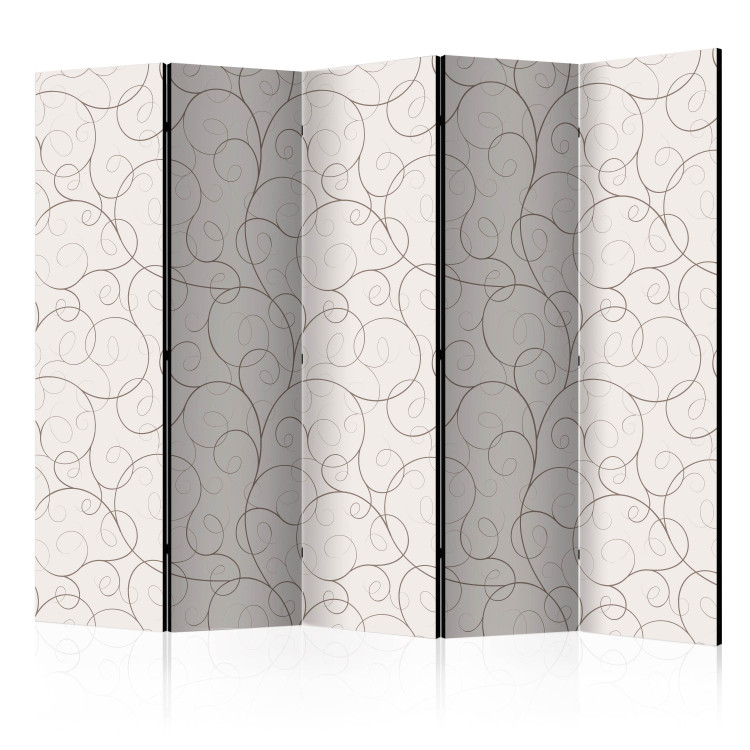 Room Divider Screen Black Streamers II (5-piece) - delicate ornaments on a light background 124324