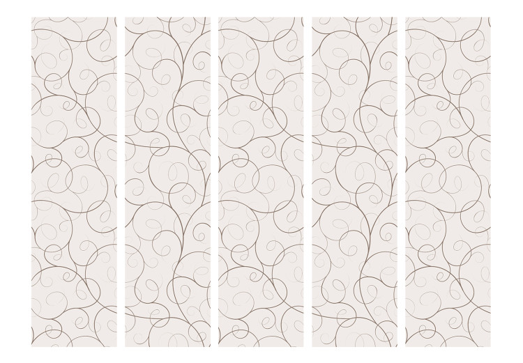 Room Divider Screen Black Streamers II (5-piece) - delicate ornaments on a light background 124324 additionalImage 3