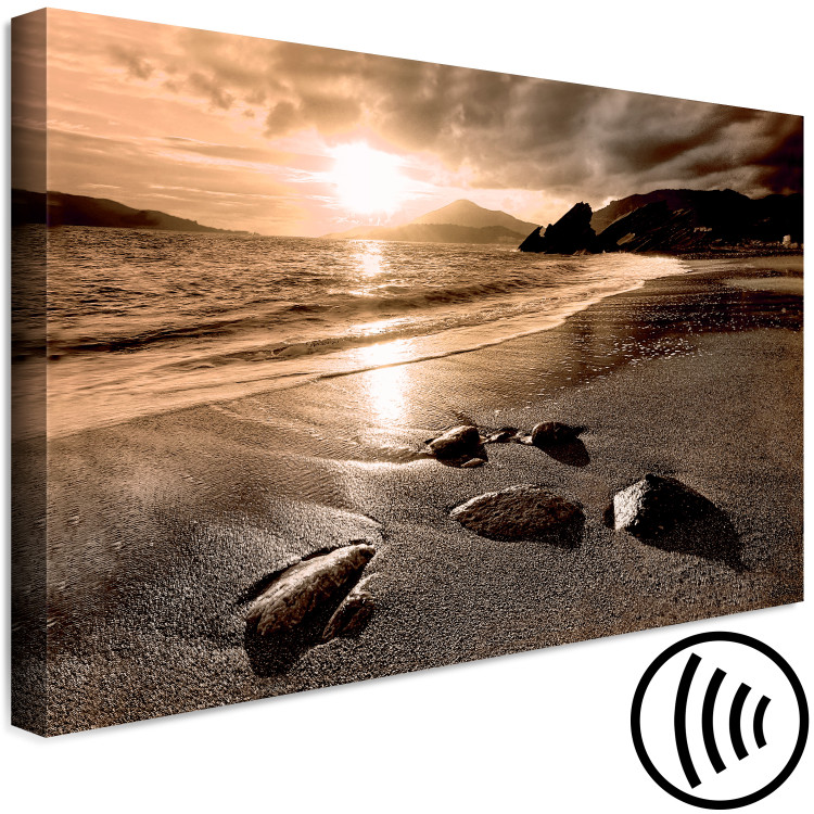 Canvas Print Sunset over the sea in sepia - a moody sea landscape 125024 additionalImage 6