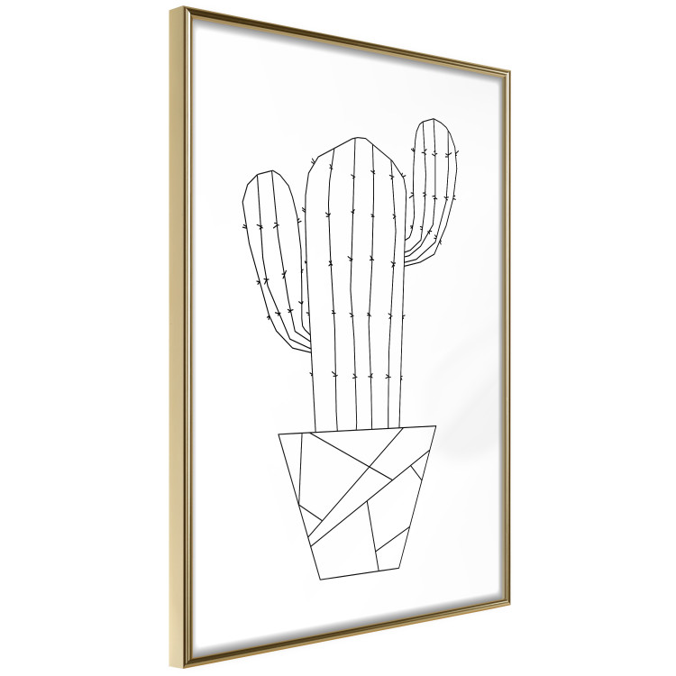 Wall Poster Wild Cactus - line art of cactus in pot with geometric figures 128024 additionalImage 14