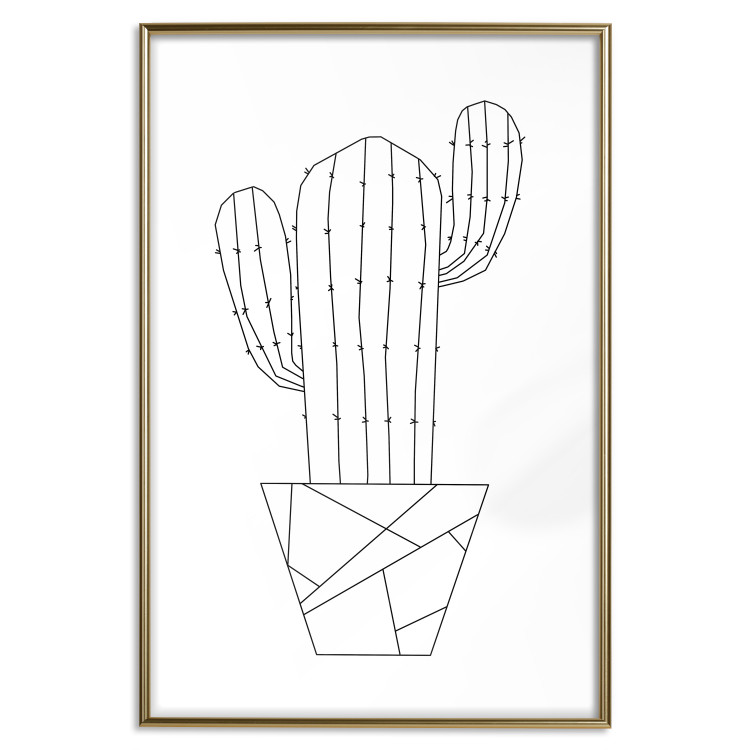 Wall Poster Wild Cactus - line art of cactus in pot with geometric figures 128024 additionalImage 17