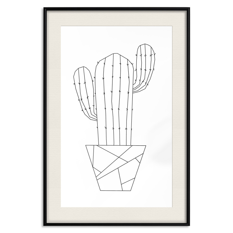 Wall Poster Wild Cactus - line art of cactus in pot with geometric figures 128024 additionalImage 19