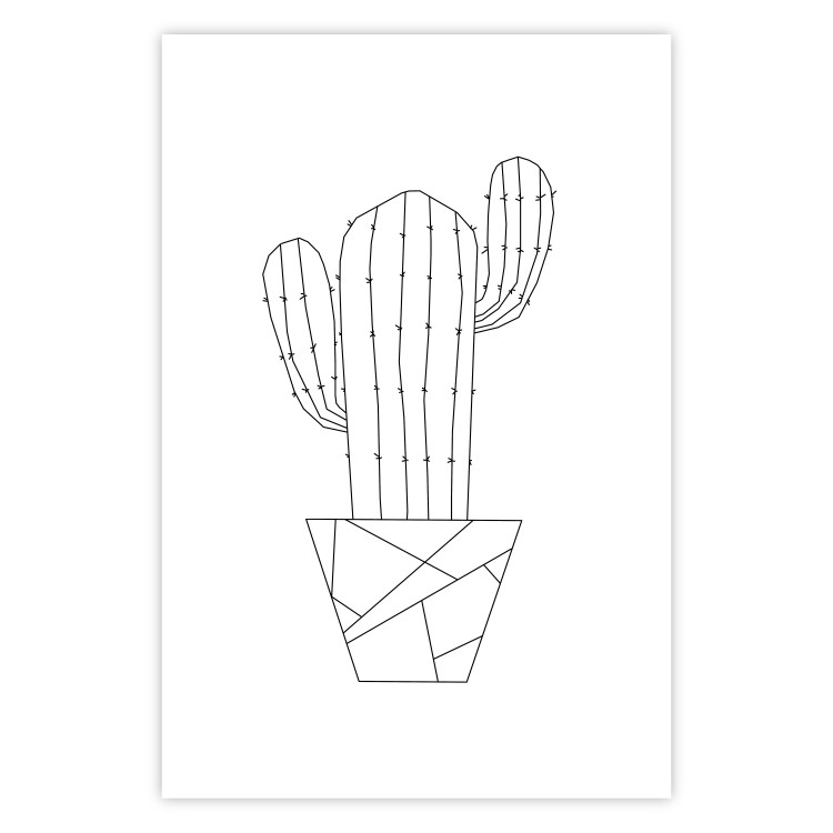 Wall Poster Wild Cactus - line art of cactus in pot with geometric figures 128024 additionalImage 25
