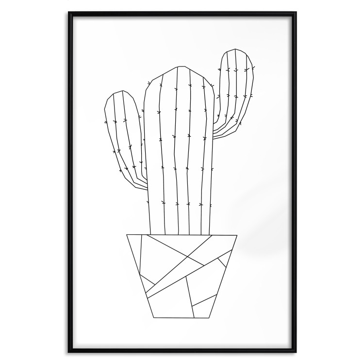 Wall Poster Wild Cactus - line art of cactus in pot with geometric figures 128024 additionalImage 16