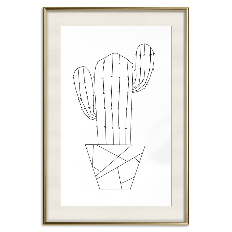 Wall Poster Wild Cactus - line art of cactus in pot with geometric figures 128024 additionalImage 20