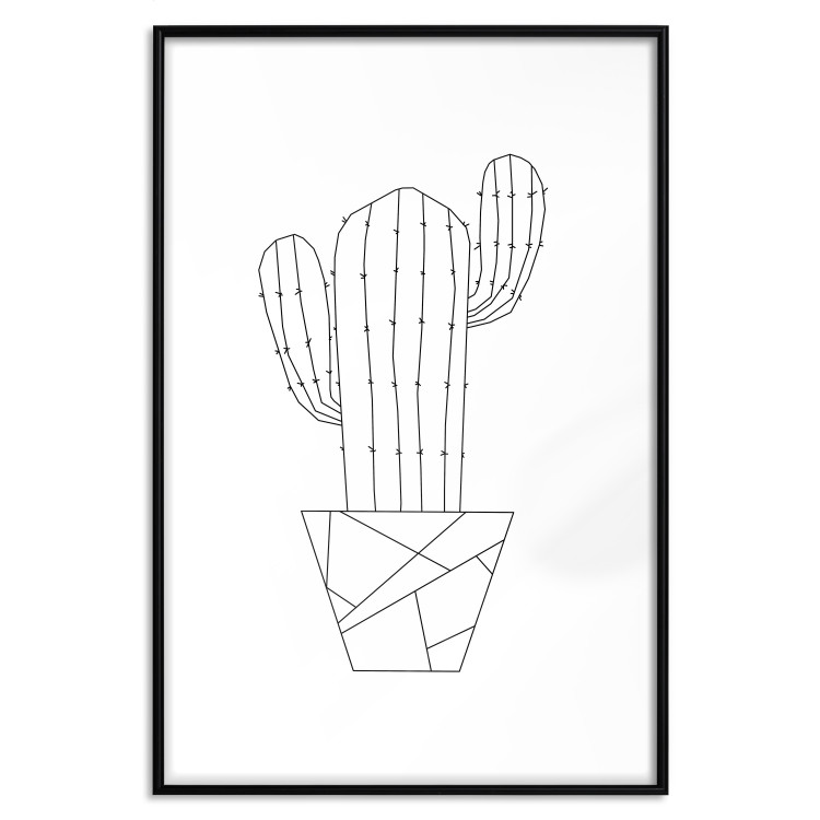 Wall Poster Wild Cactus - line art of cactus in pot with geometric figures 128024 additionalImage 17