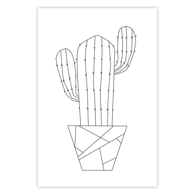 Wall Poster Wild Cactus - line art of cactus in pot with geometric figures 128024