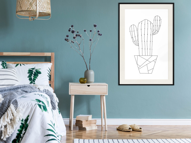 Wall Poster Wild Cactus - line art of cactus in pot with geometric figures 128024 additionalImage 24