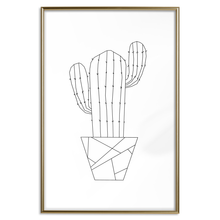 Wall Poster Wild Cactus - line art of cactus in pot with geometric figures 128024 additionalImage 14