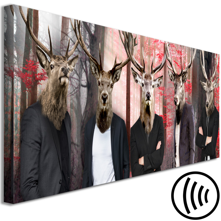 Canvas Animal faces - humen figures with animal heads on forest background 128524 additionalImage 6