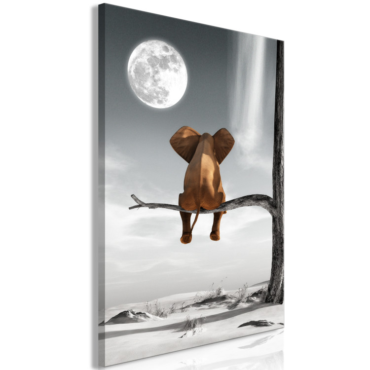 Canvas Elephant and Moon (1-part) vertical - fantastically depicted animal 128824 additionalImage 2