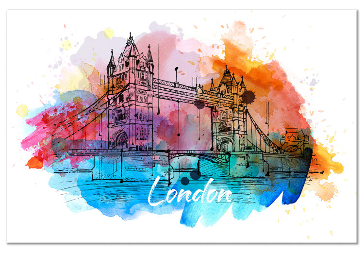 Canvas Colorful London (1-part) wide - abstract bridge in London 129324