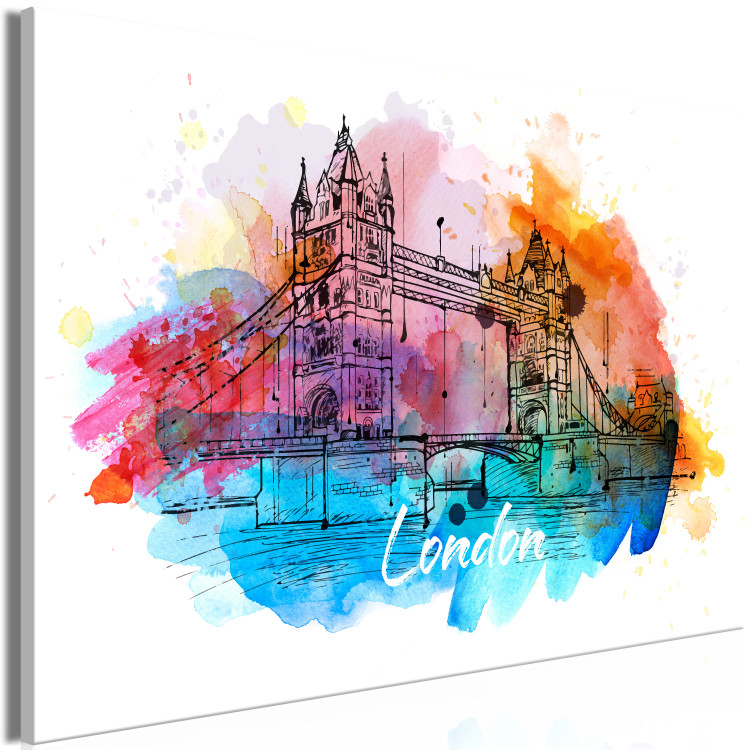 Canvas Colorful London (1-part) wide - abstract bridge in London 129324 additionalImage 2