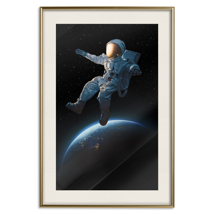 Poster Cosmic Stroll - fantasy with astronaut and planet against dark backdrop 129424 additionalImage 20