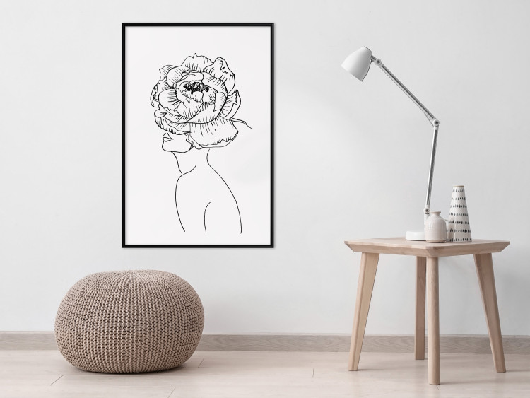 Wall Poster Face of Youth - line art portrait of a woman with flowers on a light background 130824 additionalImage 4