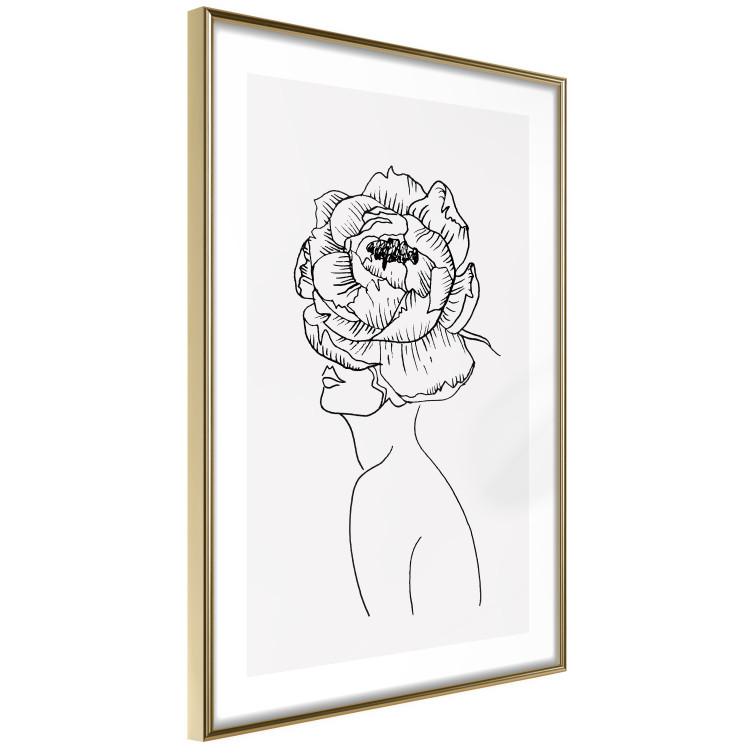 Wall Poster Face of Youth - line art portrait of a woman with flowers on a light background 130824 additionalImage 7