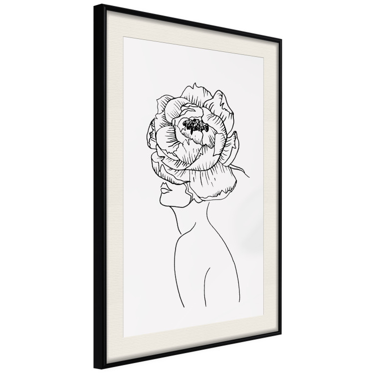 Wall Poster Face of Youth - line art portrait of a woman with flowers on a light background 130824 additionalImage 2