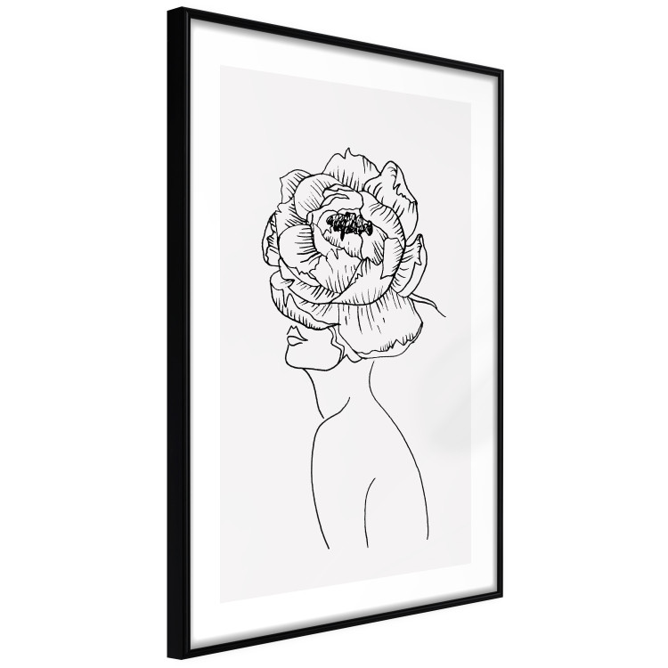 Wall Poster Face of Youth - line art portrait of a woman with flowers on a light background 130824 additionalImage 6
