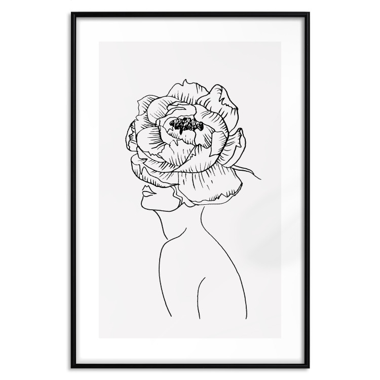 Wall Poster Face of Youth - line art portrait of a woman with flowers on a light background 130824 additionalImage 15