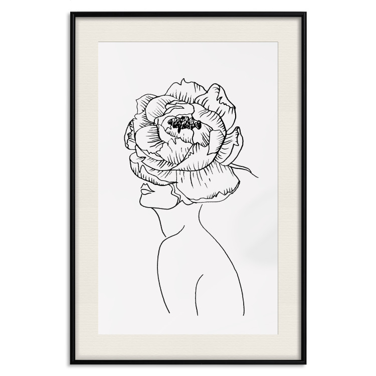 Wall Poster Face of Youth - line art portrait of a woman with flowers on a light background 130824 additionalImage 19