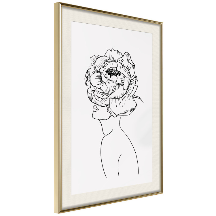 Wall Poster Face of Youth - line art portrait of a woman with flowers on a light background 130824 additionalImage 3