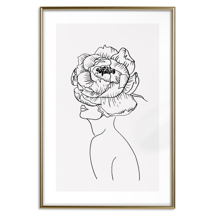 Wall Poster Face of Youth - line art portrait of a woman with flowers on a light background 130824 additionalImage 14