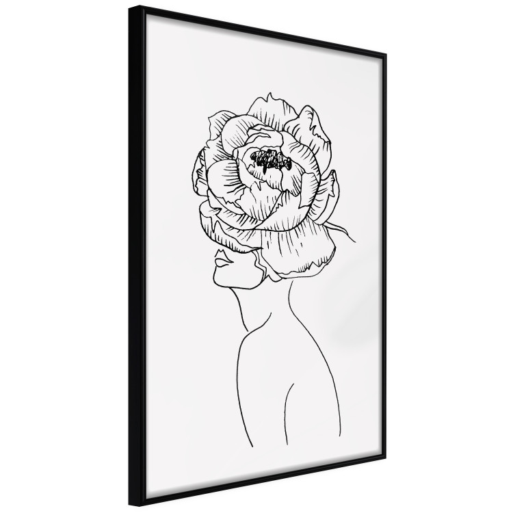 Wall Poster Face of Youth - line art portrait of a woman with flowers on a light background 130824 additionalImage 11