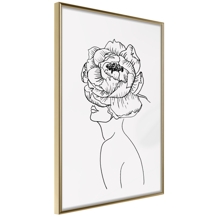 Wall Poster Face of Youth - line art portrait of a woman with flowers on a light background 130824 additionalImage 14