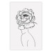 Wall Poster Face of Youth - line art portrait of a woman with flowers on a light background 130824