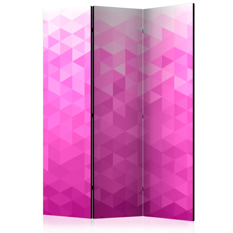 Room Divider Screen Pink Pixel (3-piece) - modern geometric ombre mosaic 132724