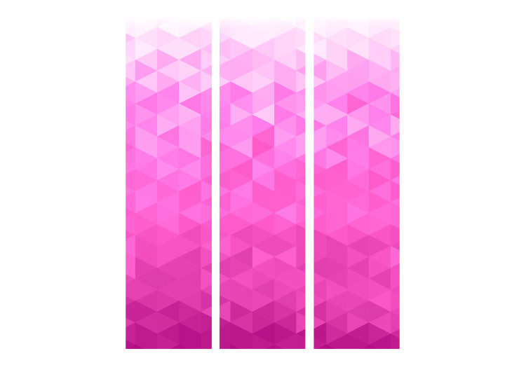 Room Divider Screen Pink Pixel (3-piece) - modern geometric ombre mosaic 132724 additionalImage 3