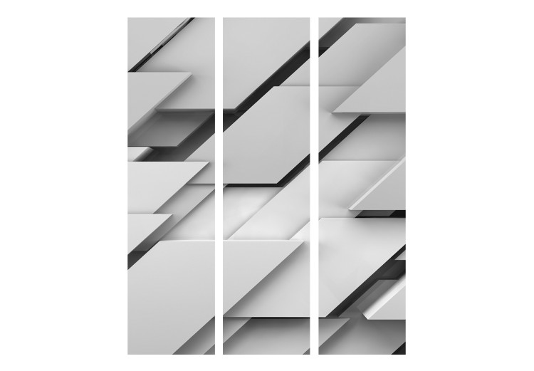 Room Divider Screen Edge of Gray (3-piece) - artistic geometric abstraction 132824 additionalImage 3