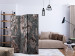 Room Separator Cork Gray (3-piece) - dark composition with wood texture 133224 additionalThumb 4