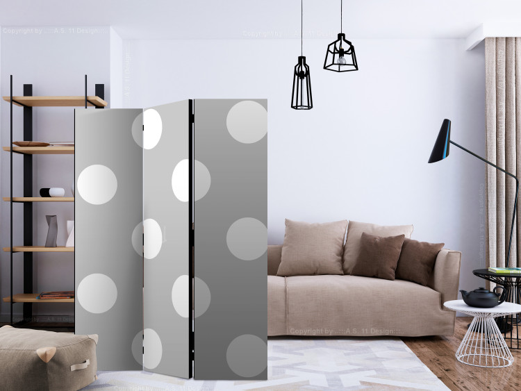Room Divider Charming Polka Dots - solid gray texture with numerous white dots 133624 additionalImage 4