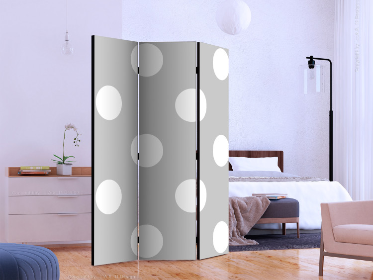 Room Divider Charming Polka Dots - solid gray texture with numerous white dots 133624 additionalImage 2