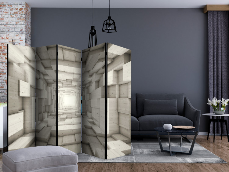 Room Divider Elevator II II - abstract tunnel with wooden geometric figures 133724 additionalImage 4