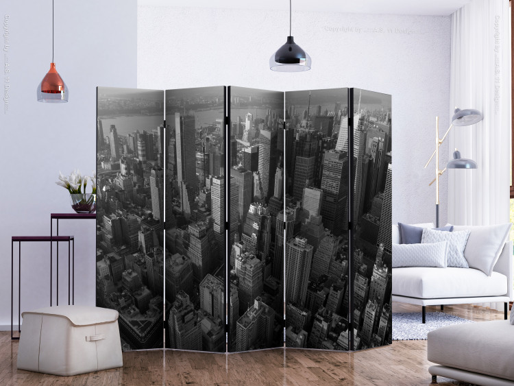 Room Divider New York: Skyscrapers (Bird's Eye View) II - black and white panorama 133824 additionalImage 2