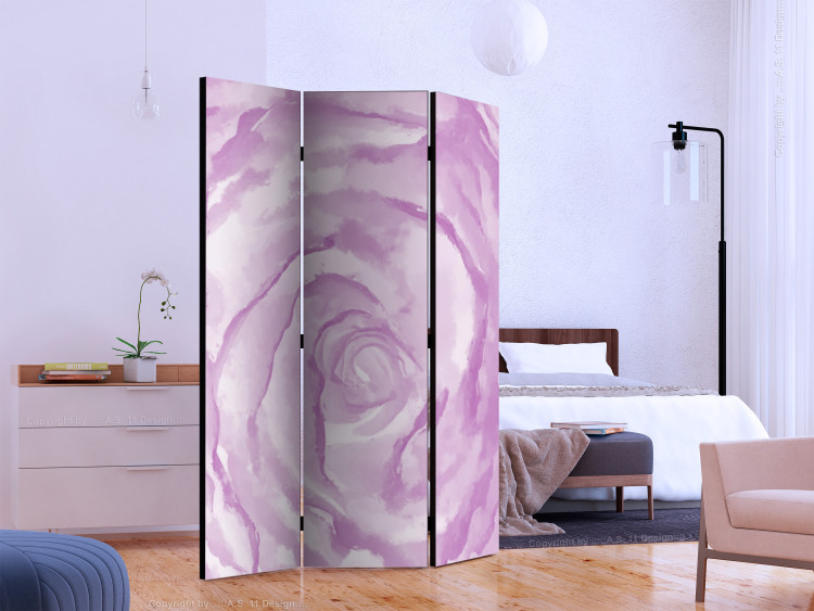 Folding Screen Rose (Pink) - watercolor composition of a romantic purple plant 133924 additionalImage 2