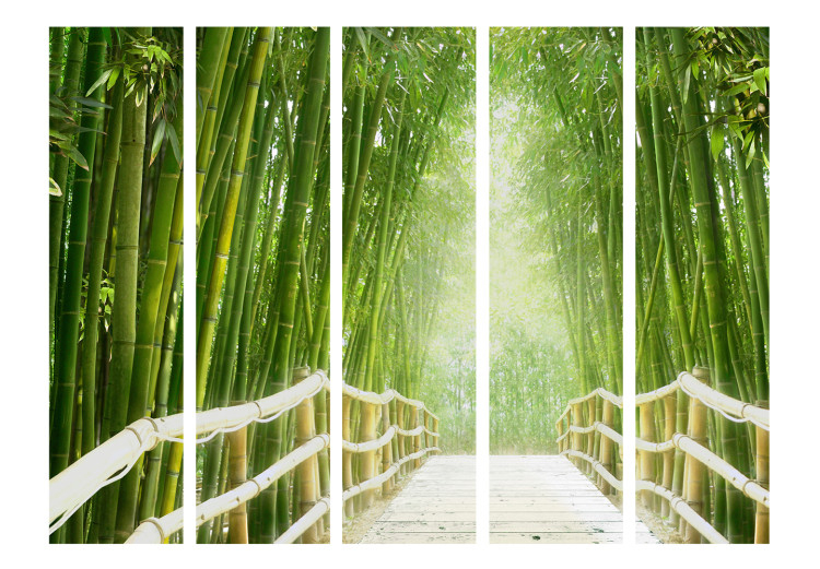 Room Divider Screen Magical Green World II - wooden bridge amidst a bamboo forest 134024 additionalImage 3