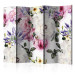 Folding Screen Sentimental Garden II (5-piece) - colorful flowers on a white background 134324