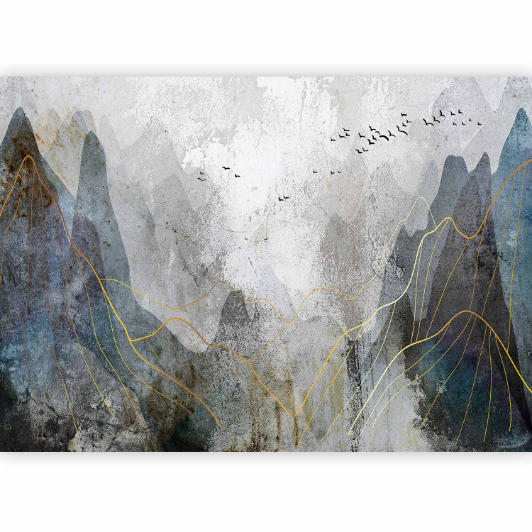 Photo Wallpaper Foggy pass - minimalist mountain landscape in fog with birds 136324 additionalImage 5