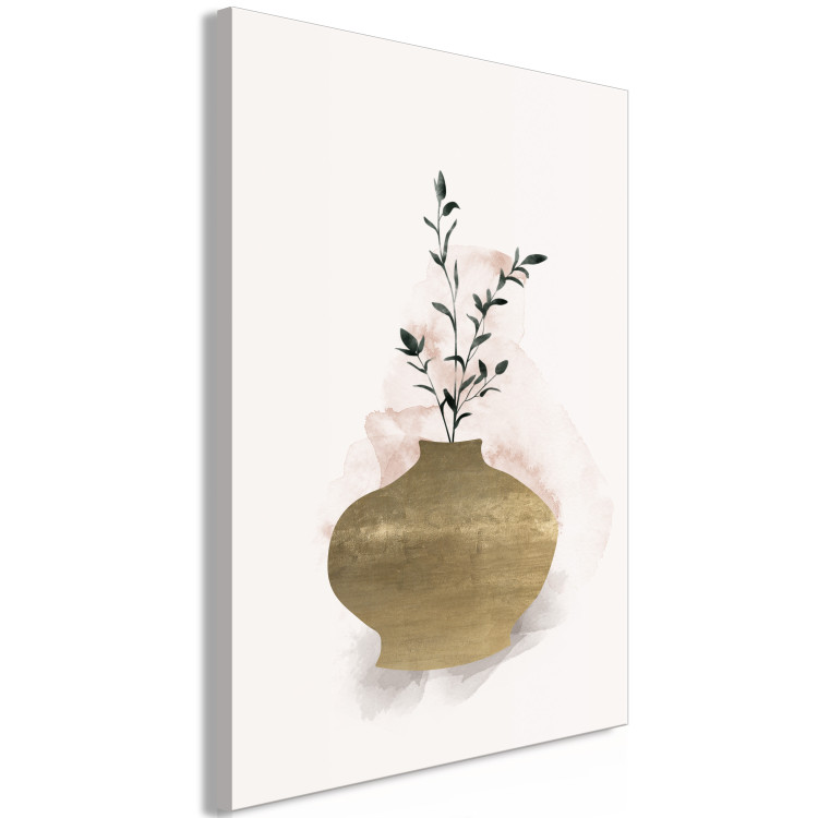 Canvas Art Print Brown Vase with Green Twig - Still Life in Scandi Boho Style 136524 additionalImage 2