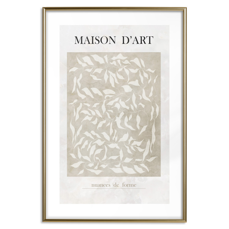 Poster Art House - beige abstraction with leaves and text in scandi boho style 137224 additionalImage 12