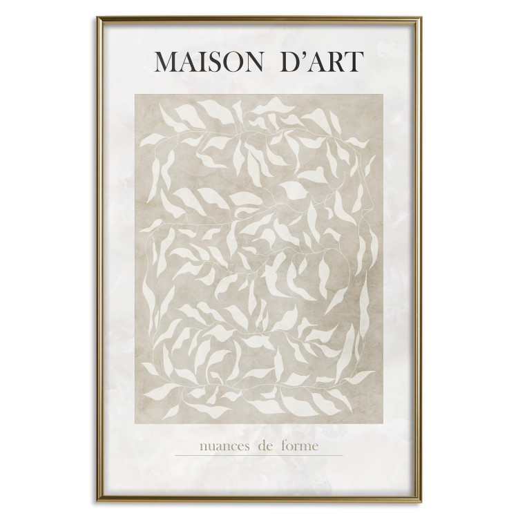 Poster Art House - beige abstraction with leaves and text in scandi boho style 137224 additionalImage 19