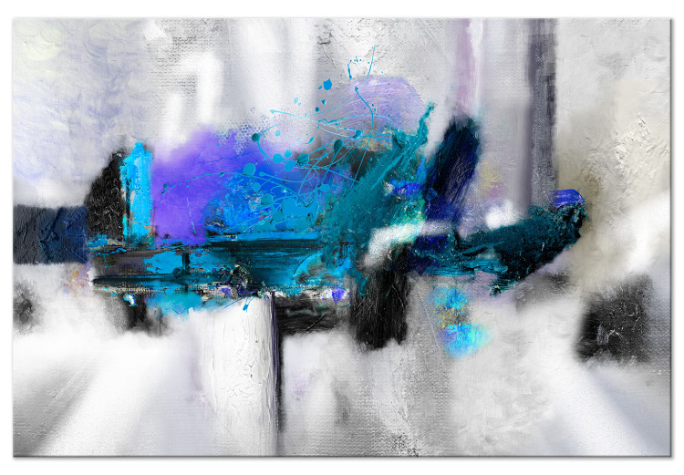 Canvas Art Print Blue Permeation (1-piece) Wide - abstraction with a hint of purple 138624