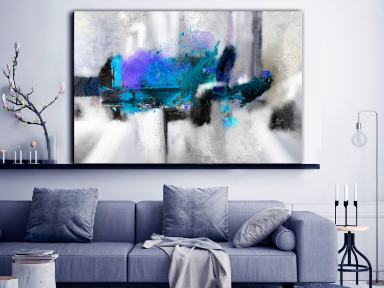 Canvas Art Print Blue Permeation (1-piece) Wide - abstraction with a hint of purple 138624 additionalImage 3