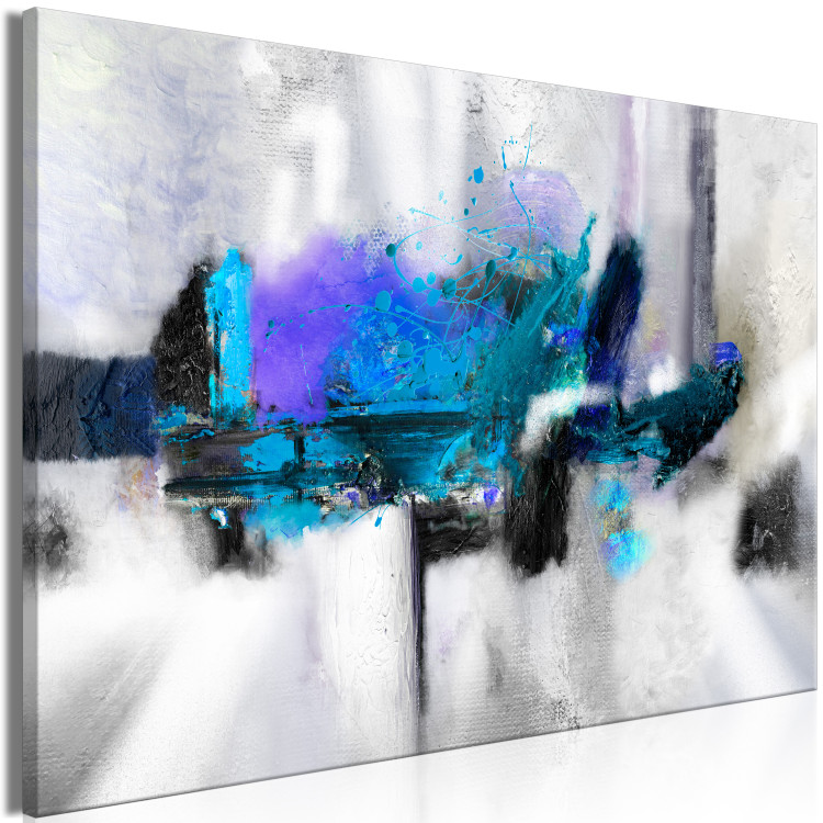 Canvas Art Print Blue Permeation (1-piece) Wide - abstraction with a hint of purple 138624 additionalImage 2