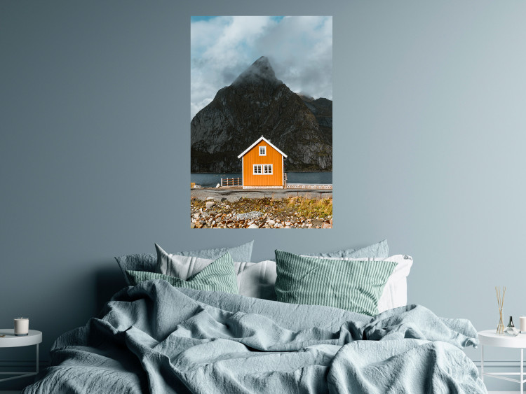 Wall Poster Northern Shore - majestic composition of a yellow cottage against mountains 138724 additionalImage 6